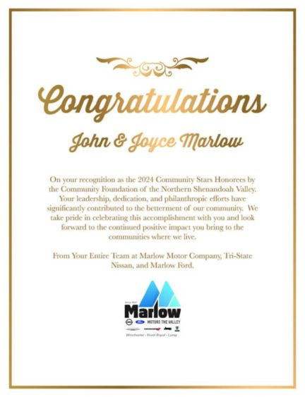 John and Joyce Marlow Honored as 2024 Community Stars by the CFNSV