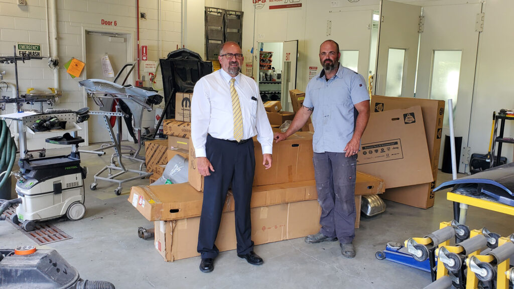 Marlow Auto Group donation of auto parts to Dowell J. Howard Center Automotive Department
