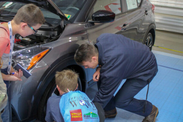 Marlow Auto Group team with students at Worlds of Work 2018 in Winchester