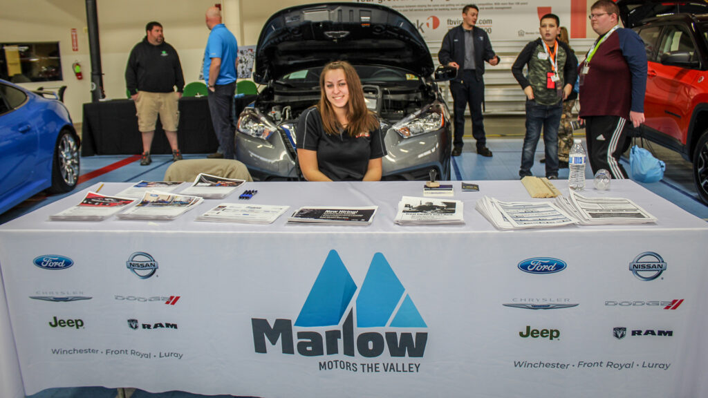 Marlow Auto Group team with students at Worlds of Work 2018 in Winchester