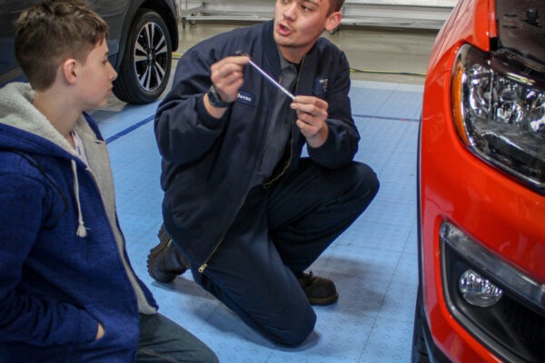 Marlow Auto Group team with students at Worlds of Work 2018 in Winchester
