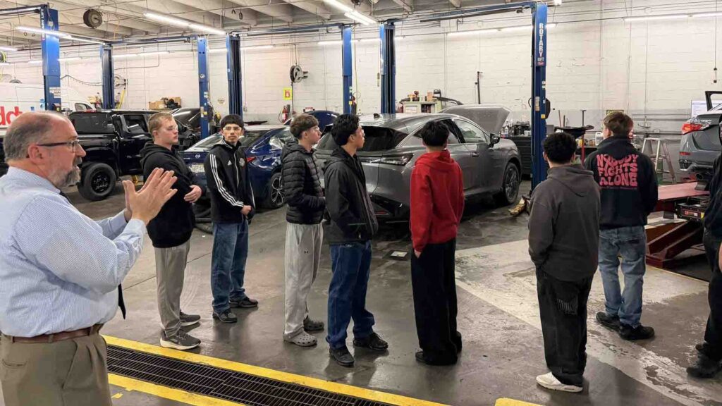Handley High School students touring Tri-State Nissan exploring automotive careers in Winchester VA