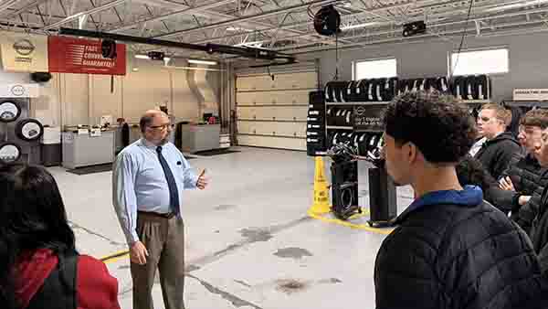 Handley High School students touring Tri-State Nissan exploring automotive careers in Winchester VA